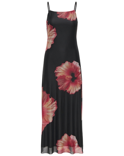 Jdy - JDYLea Mesh Kleid - Black/ Hibiscus